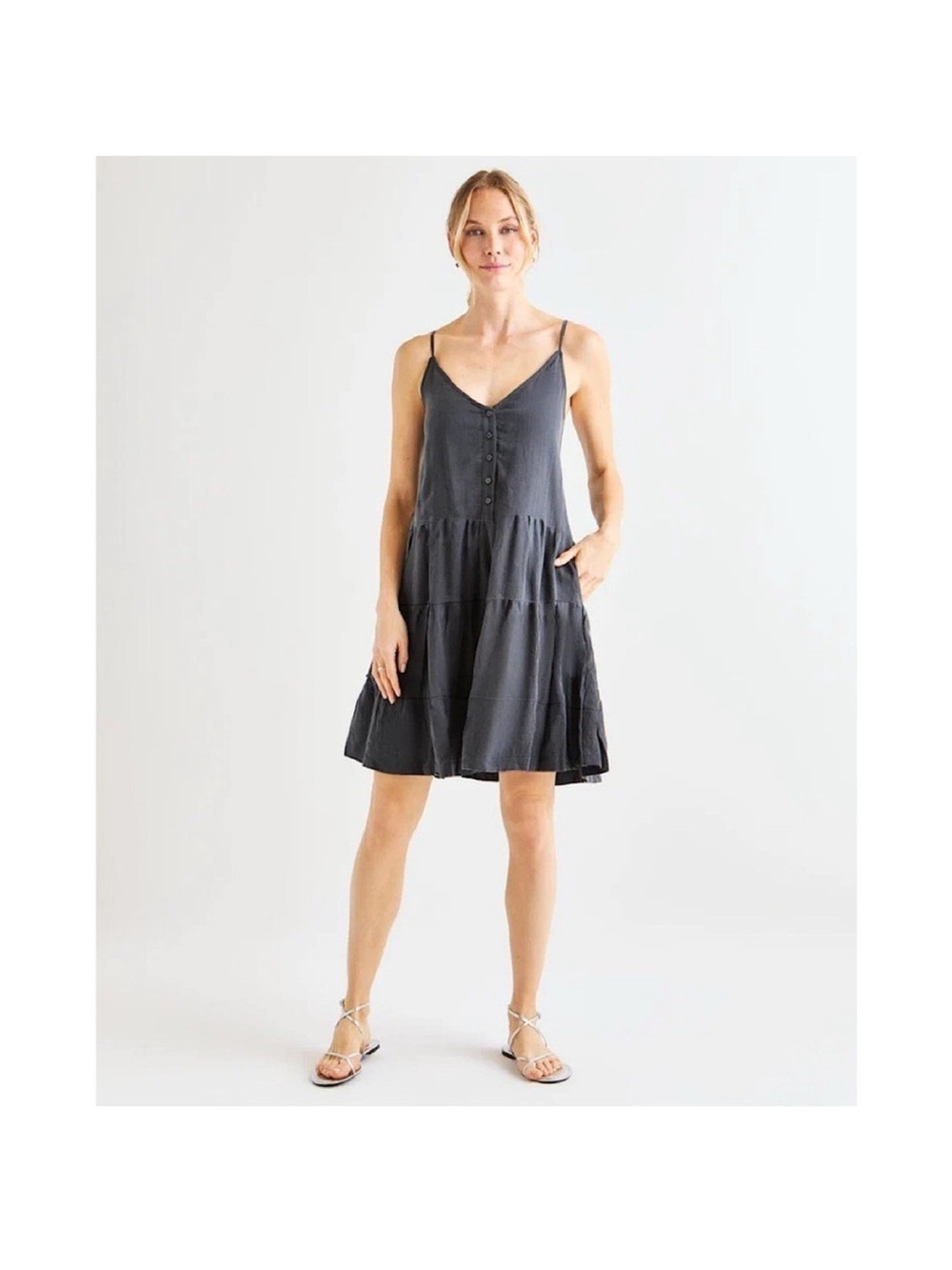 Splendid crinkled Shannon tiered mini sundress